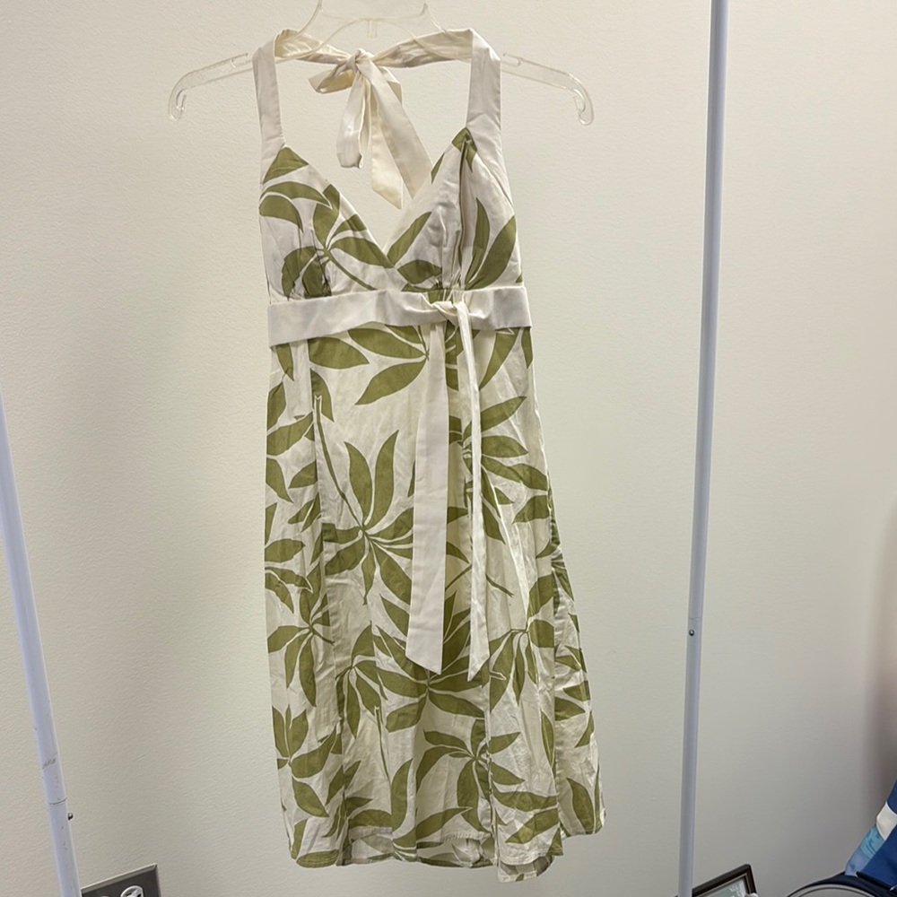 Trixxi Halter Dress with Leaf Print